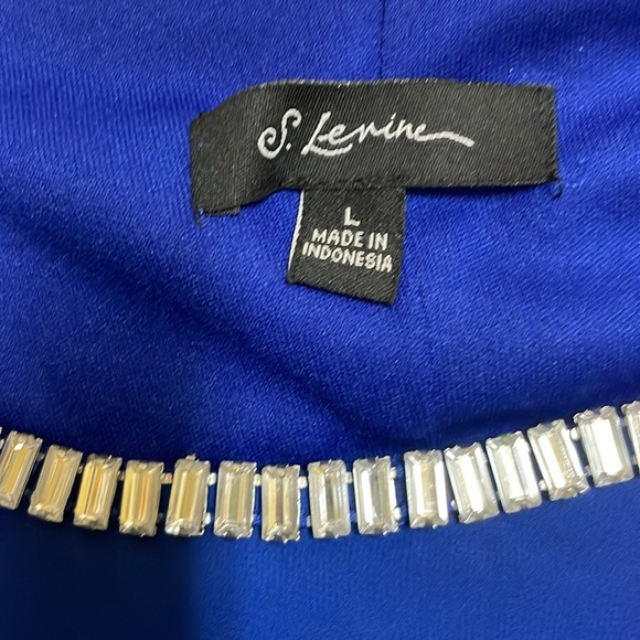 S Levine Rhinestone Neckline Tiered Ruffle Tank Blouse Bright Lapis Blue Size L - Picture 5 of 10